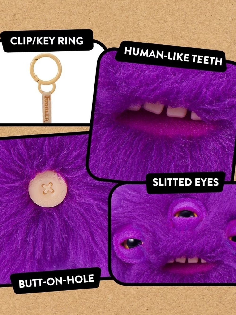 Zuru Fuggler Purple Three Keychain Series 6 - Annoyed Alien - Picture 4 of 6